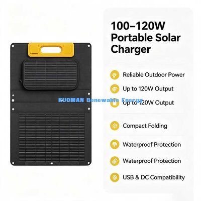 Caricabatterie solare compatto pieghevole da 120W, pannello solare monocristallino impermeabile per campeggio e alimentazione esterna