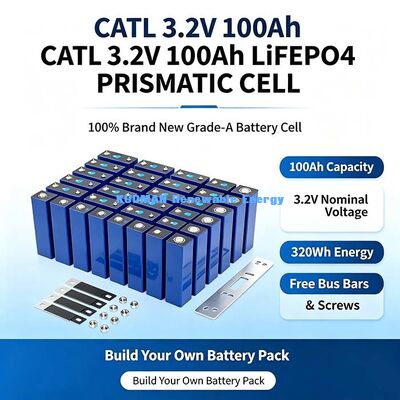Cella prismatica LiFePO4 da 300Ah 3.2V, Grado A, 6000 cicli, Litio Ferro Fosfato per accumulo di energia solare e sistemi di alimentazione