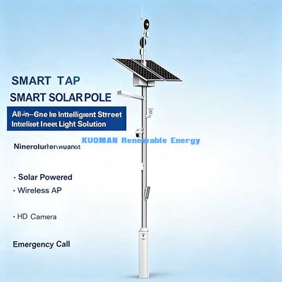Palo Solare Intelligente 02, Lampione Stradale Intelligente All-in-One con Telecamera, WiFi, Stazione Meteorologica e Chiamata di Emergenza