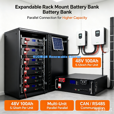 Batteria al litio ferro fosfato da 3U montabile su rack CAN RS485 per uso in armadi per inverter solari ibridi